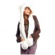 Bonnet Fourrure Ours polaire avec écharpe intégrée | Taille Unique : Homme / Femme / Enfant